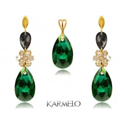 Komplet biżuterii z kryształami Swarovski® pozłacany emerald KP69