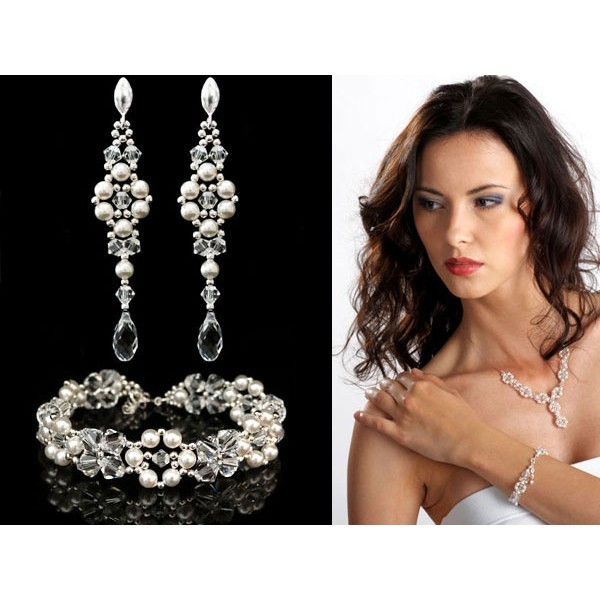 Biżuteria ślubna z kryształami i perłami Swarovski® KP128
