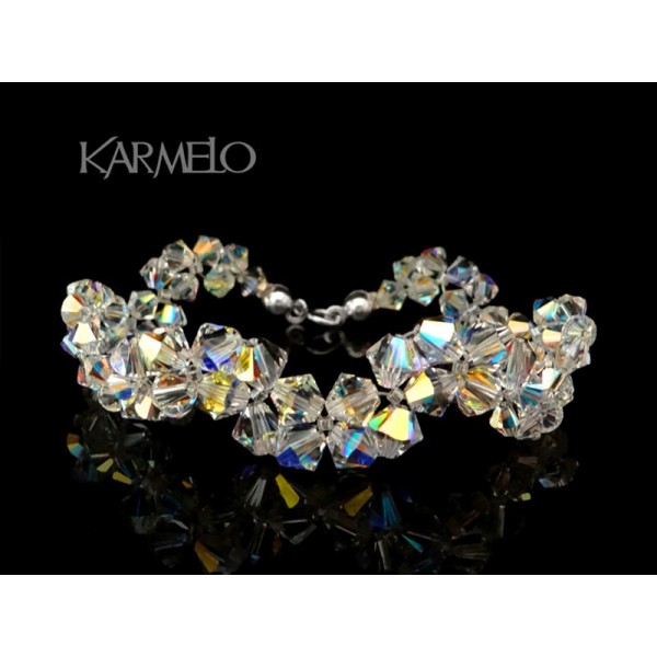 Biżuteria ślubna bransoletka z kryształkami Swarovskiego®  BR56 opalizująca