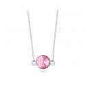 Srebrny naszyjnik celebrytka z kryształem Swarovskiego® light rose- różowy